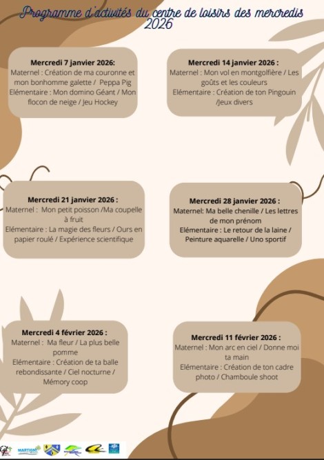 Inscription aux mercredis de l’EGT de janvier à février 2026