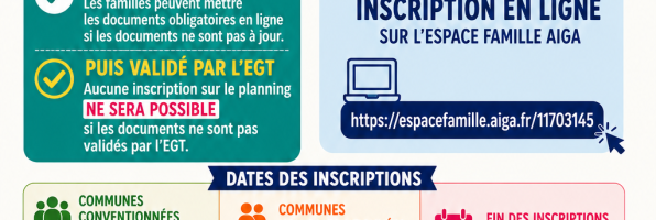 inscriptions centre de loisir et QG jeune de l&rsquo;EGT en juillet