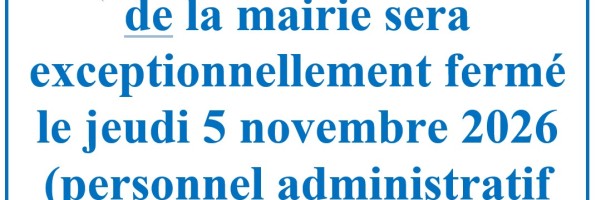 Fermeture Mairie – Le 05.11.2026